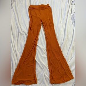 orange flare pants